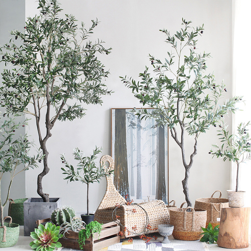 仿真植物橄榄树批发北欧风造型绿植盆栽家具室内装饰摆件工厂直销