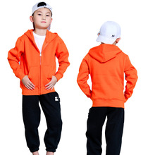 佳帛优卫纯色拉链带帽卫衣加绒儿童欧美 连帽工作服班服 logo