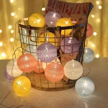 棉线球灯串节日装饰ins少女房间布置婚庆告白线球灯led彩灯串