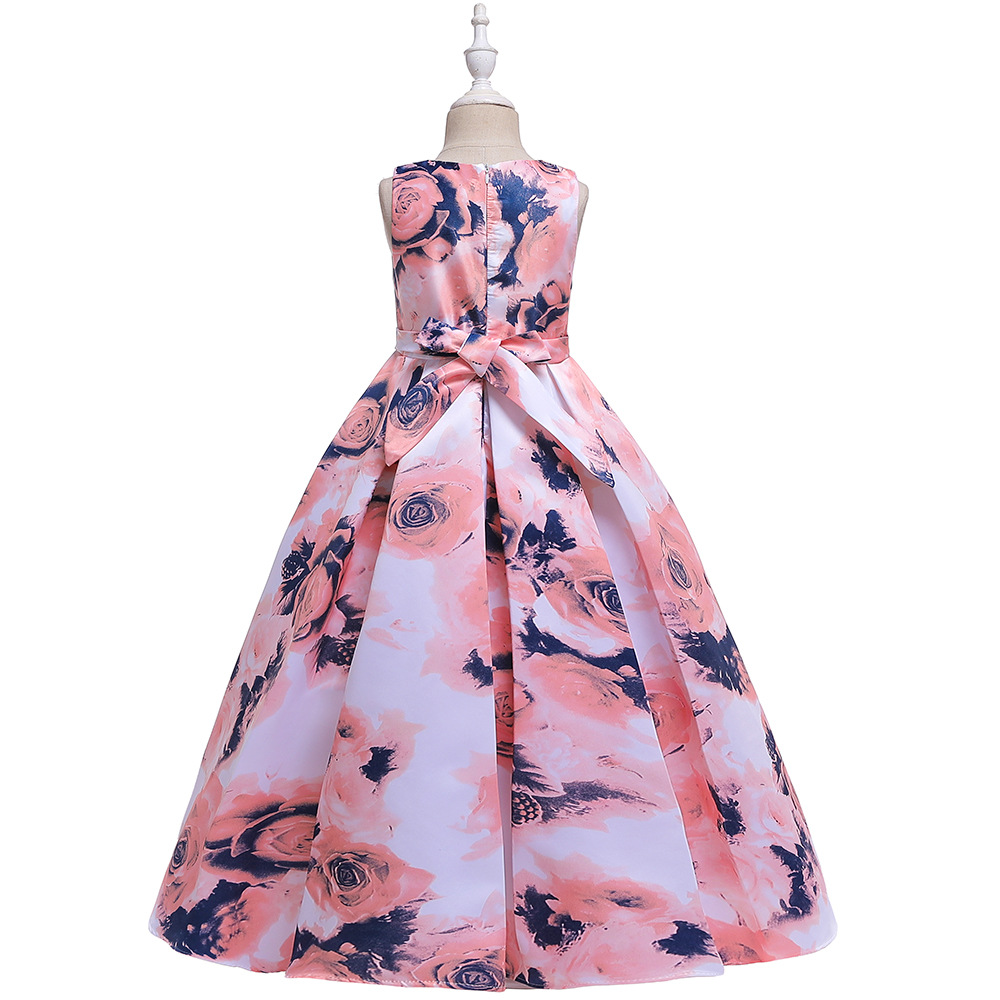 kids dress new print dress long floral dress Princess dress kids flower dress