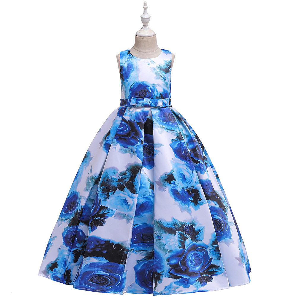 kids dress new print dress long floral dress Princess dress kids flower dress