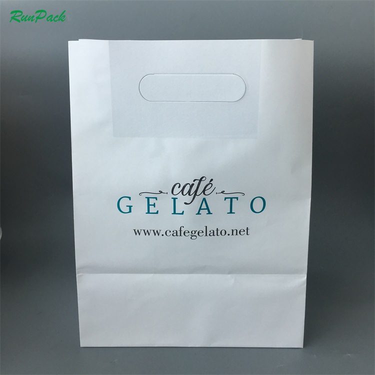 定 制简易一次性牛皮纸早餐西点包装烘培面包方底防油打包纸袋