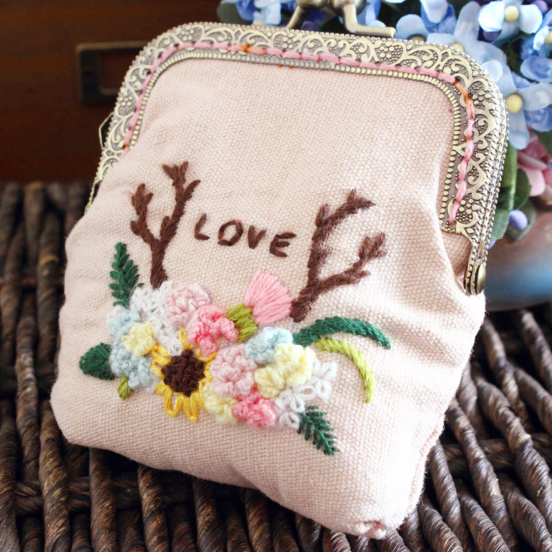 Bolsa de oro bordado hecho a mano material bolsa de regalo hecho a mano bricolaje tela kit de herramientas de costura