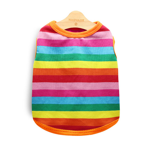 Pet clothing rainbow strip pet dog cotton thin cat Teddy Boston terrier small puppy Schnauzer vest
