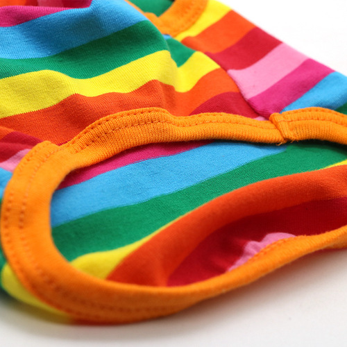 Pet clothing rainbow strip pet dog cotton thin cat Teddy Boston terrier small puppy Schnauzer vest
