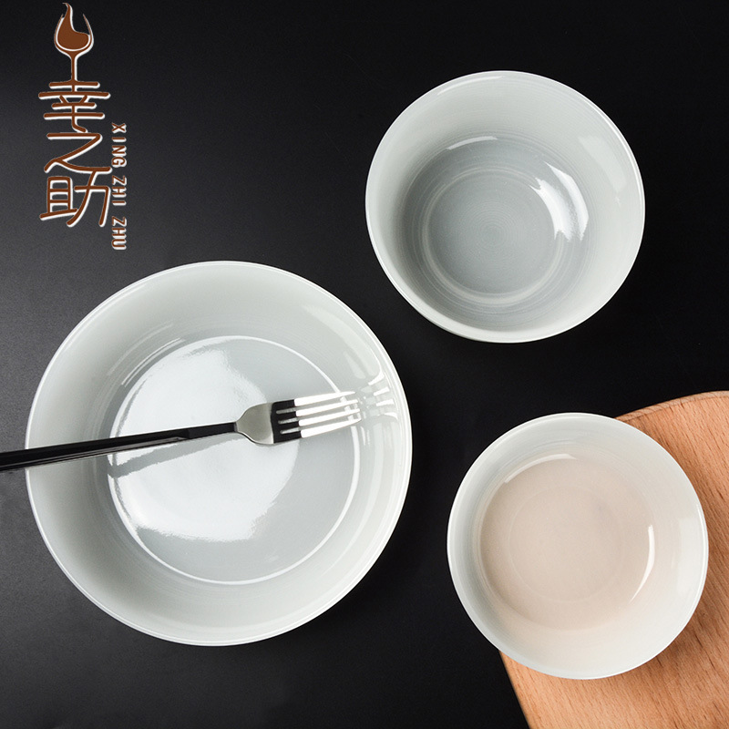 Fashion large wheat straw bowl white jade porcelain glass bowl straw hat dessert bowl colored glass bowl set tableware wholesale