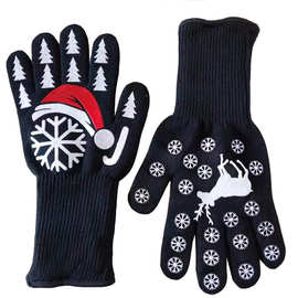 厂家现货芳纶耐高温手套厨房微波炉烤箱BBQ手套双面硅胶烧烤手套