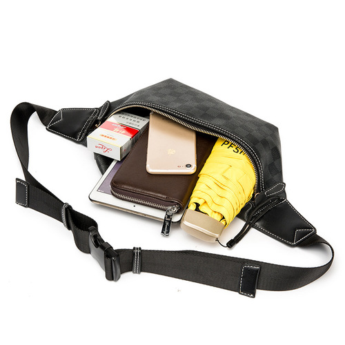 Wholesale and retail new shoulder bag, waist bag, European and American trendy plaid waist bag, fashionable and casual crossbody chest bag, trendy small bag for men and women