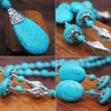 Retro turquoise pendant, necklace, jewelry, earrings, ring, accessory, European style, wholesale