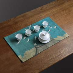 Erya factory direct sales ancient canvas placemat tea mat incense burner table flag tea ceremony double-sided incense mat small tea mat