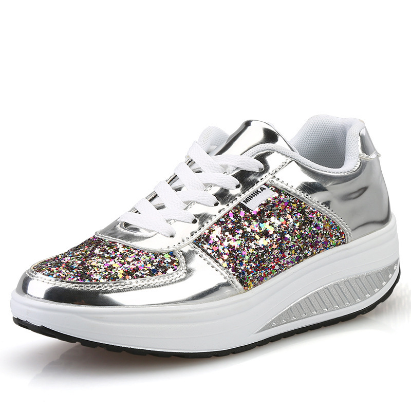 1643 colored diamond sequins mirror rocking shoes women's shoes Korean students casual sneaker color fashion shoes plus size