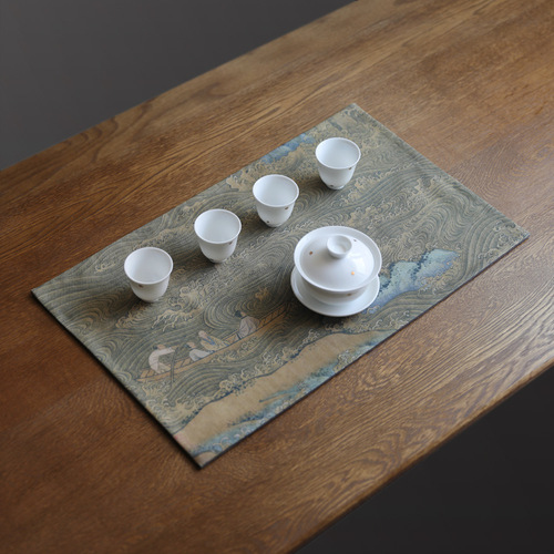 Erya factory direct sales ancient canvas placemat tea mat incense burner table flag tea ceremony double-sided incense mat small tea mat