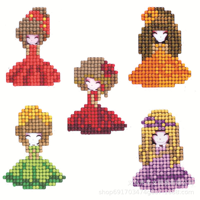 2024 nuevo estilo 5d princesa de dibujos animados pegatinas gratis pintura de diamantes artesanía para niños pegatinas decorativas de bricolaje pegatinas de refrigerador