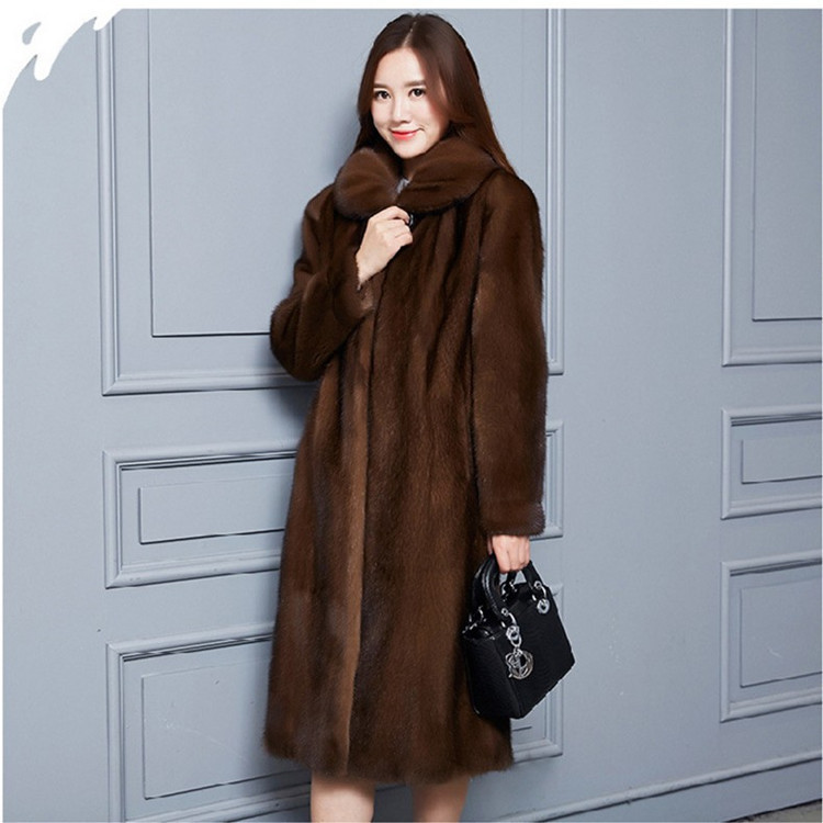 2026 Autumn and Winter New Style Imitation Fur Coat Mink Fur Coat Women's Long Haining Whole Mink Fur Hooded Coat