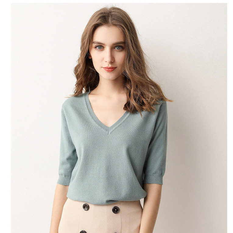 summer fashionable solid color knitted soft elegant sweater