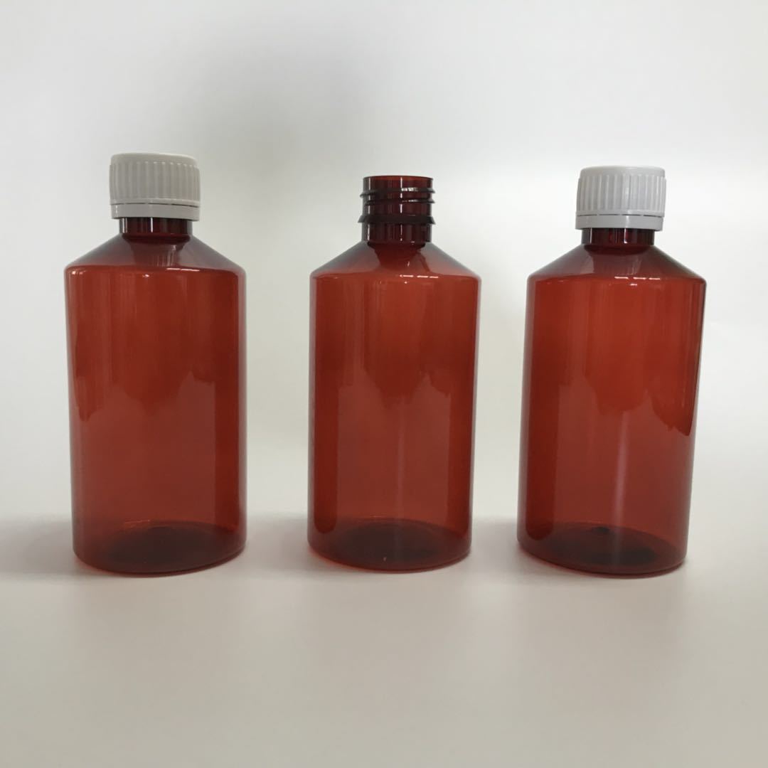 厂家直销PET 300ml液体瓶 糖浆瓶 小口瓶 农药瓶 茶褐色半透明瓶