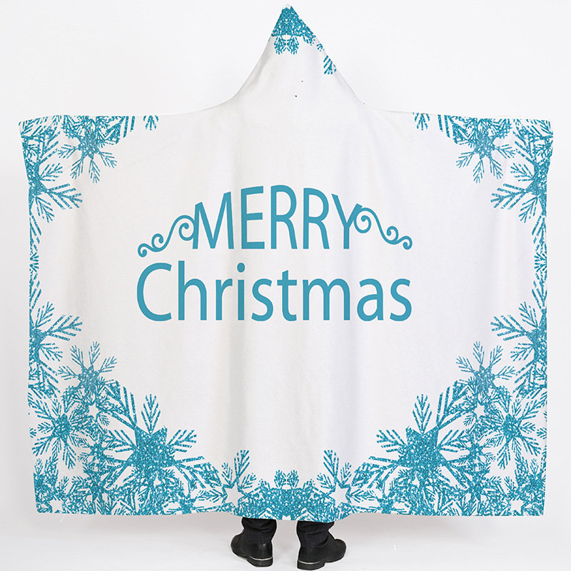 Lana de cordero siesta manta invierno Manta con capucha capa engrosada doble felpa 3D Impresión digital perezoso Manta