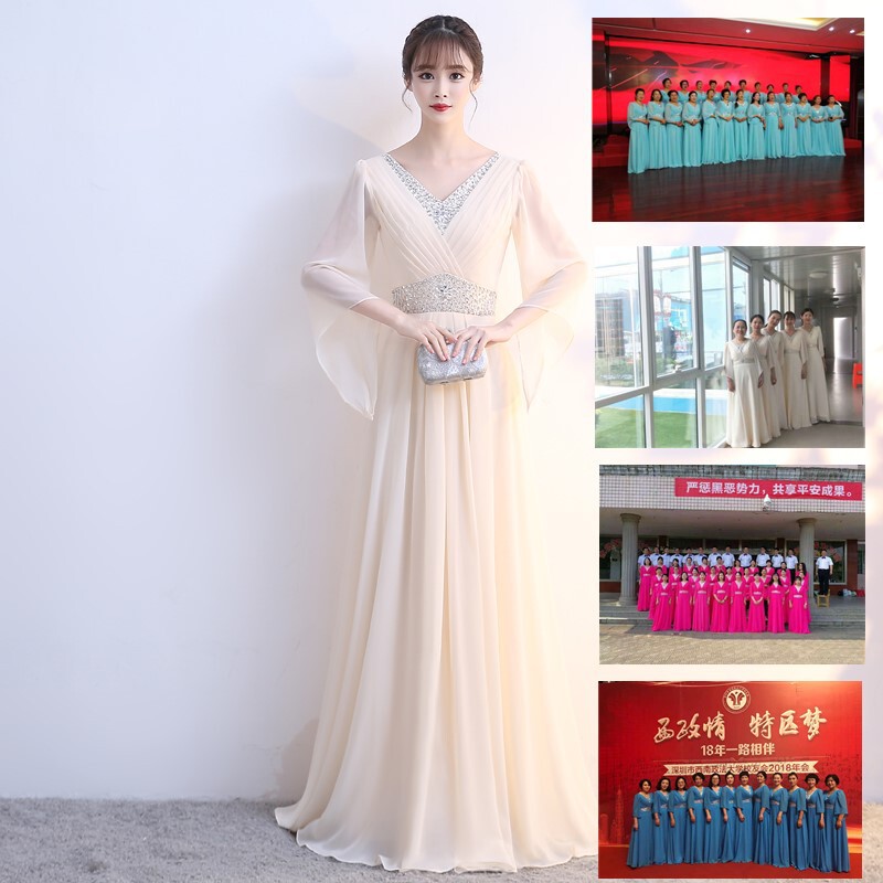 Chorus Performance Dress Women's Long Skirt 2025 New Solo Modern Elegant Elegant Banquet Evening Dress Long Slim Fit