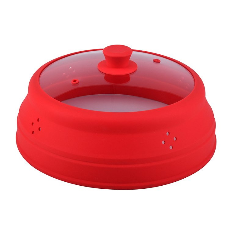 工厂直销 可折叠 硅胶玻璃盖 硅胶锅盖 钢化玻璃 硅胶 锅盖 AG270