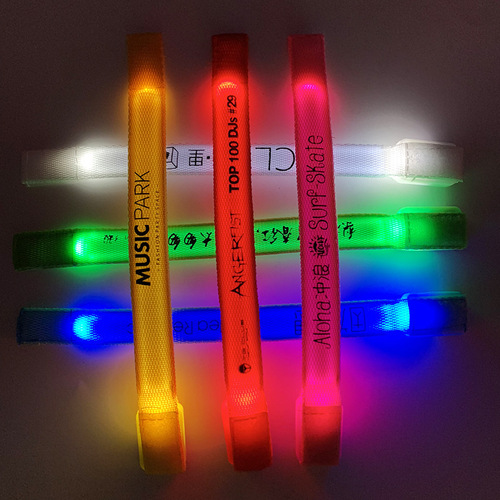 Manufacturer's LED Light-Up Wristband—Custom Engraved, Glow-in-the-Dark Velcro Closure, LED Sports Wristband for Concerts and Bars—Cheerleading Support