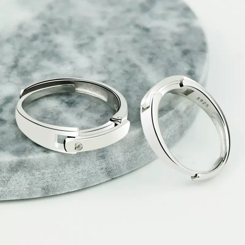 网红同款戒指 时尚开口可调节卡扣情侣戒指 七夕情人节礼物戒指