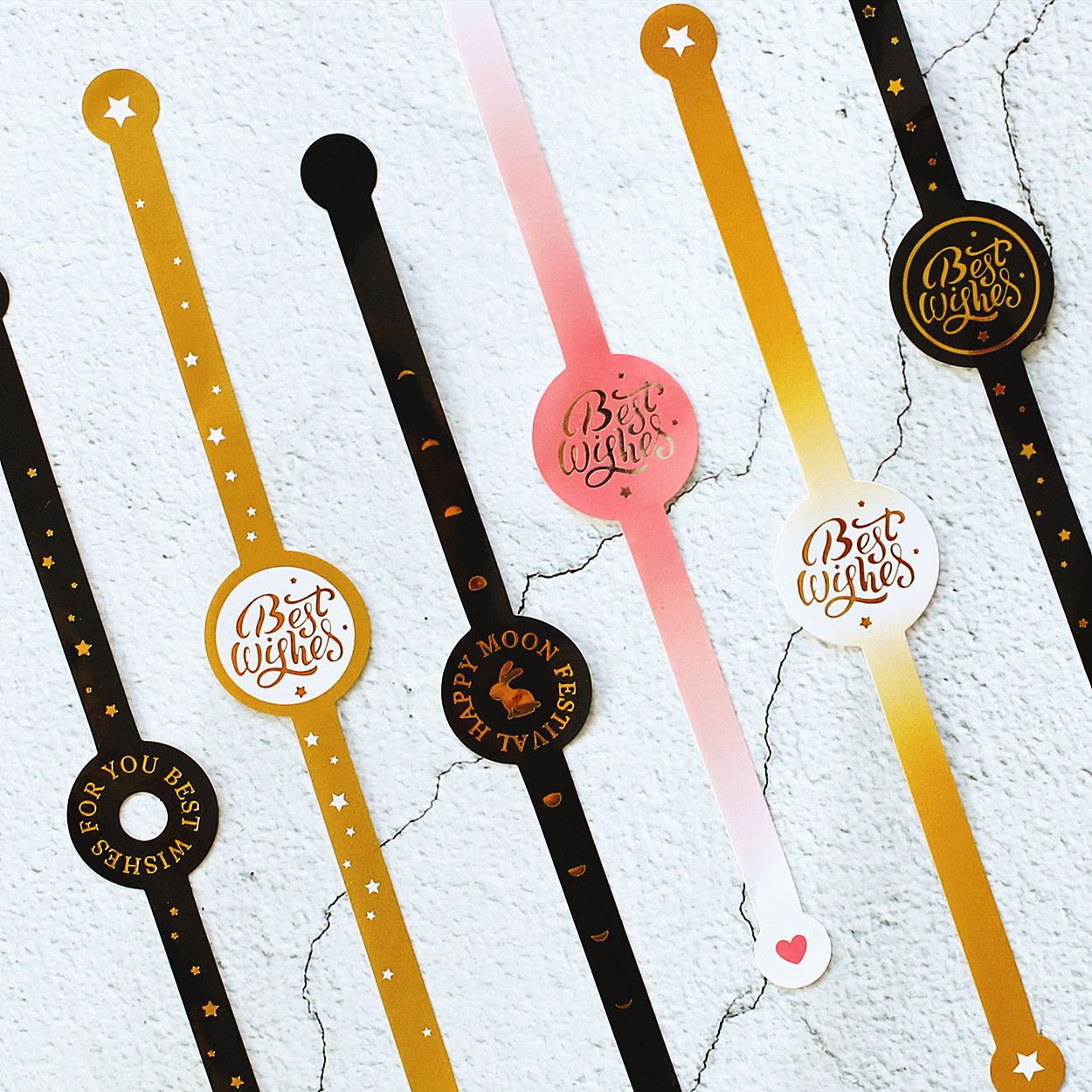 中秋烘焙装饰黑金中秋烘焙月饼蛋黄酥盒长条封口贴装饰贴纸