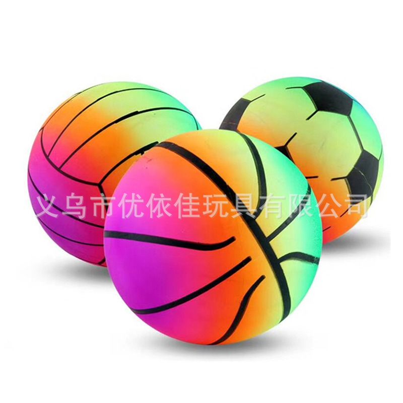 9 inch 22cm rainbow ball PVC ball children inflatable toy ball color pattern Volleyball Beach Ball
