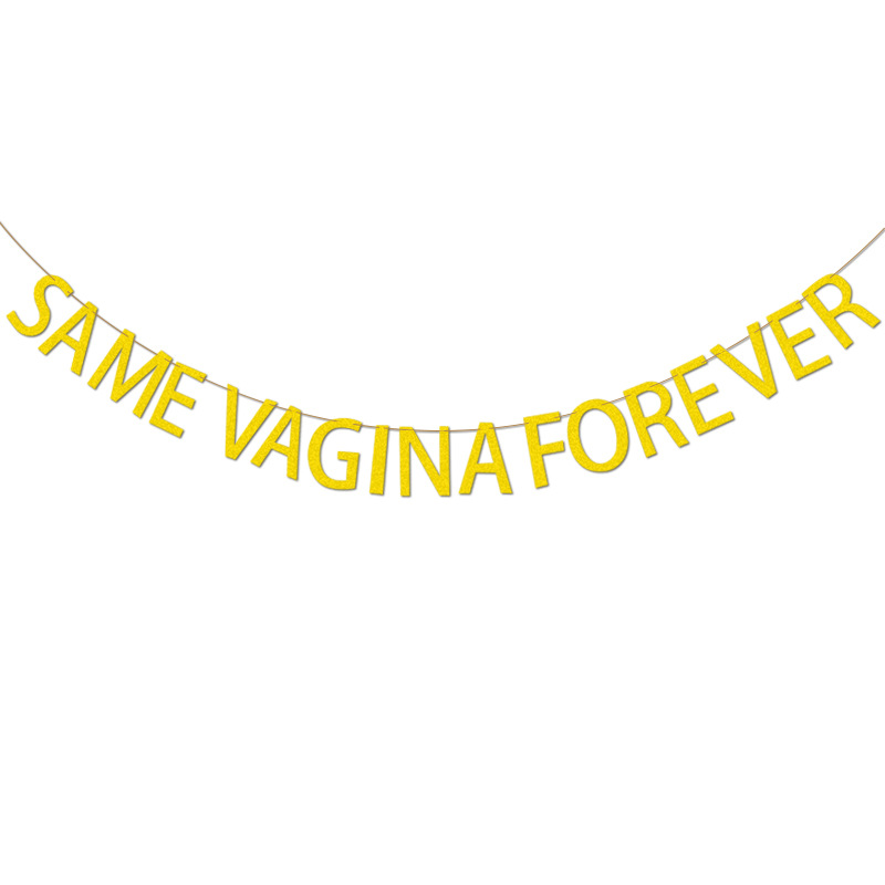 Boda compromiso cadena bandera solo partido decoración suministros guirnalda misma vagina para siempre Glitter pull bandera