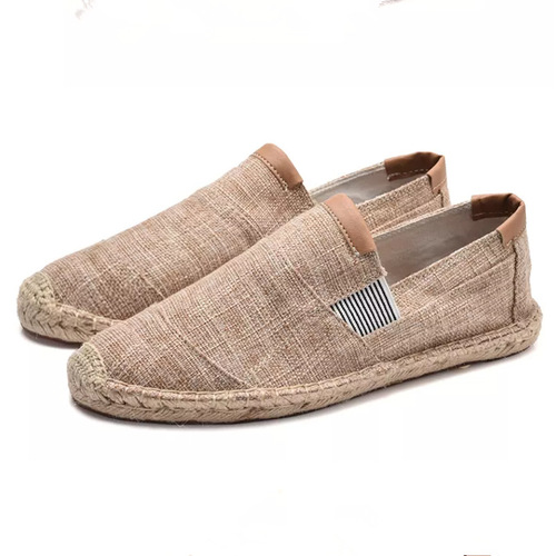 Cross-border large size new men's shoes casual lazy shoes handmade grass-woven canvas breathable hemp sole linen fisherman's canvas shoes