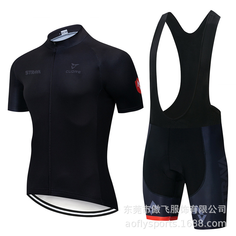 Aofly Summer Black Cycling Suit Set Men's Professional Road Bike Quick-Dry Bib Shorts Two-Piece Set Wholesale