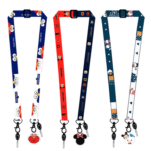 Cartoon diagonal lanyard mobile phone strap camera ID diy rope keychain lanyard adjustable diagonal strap