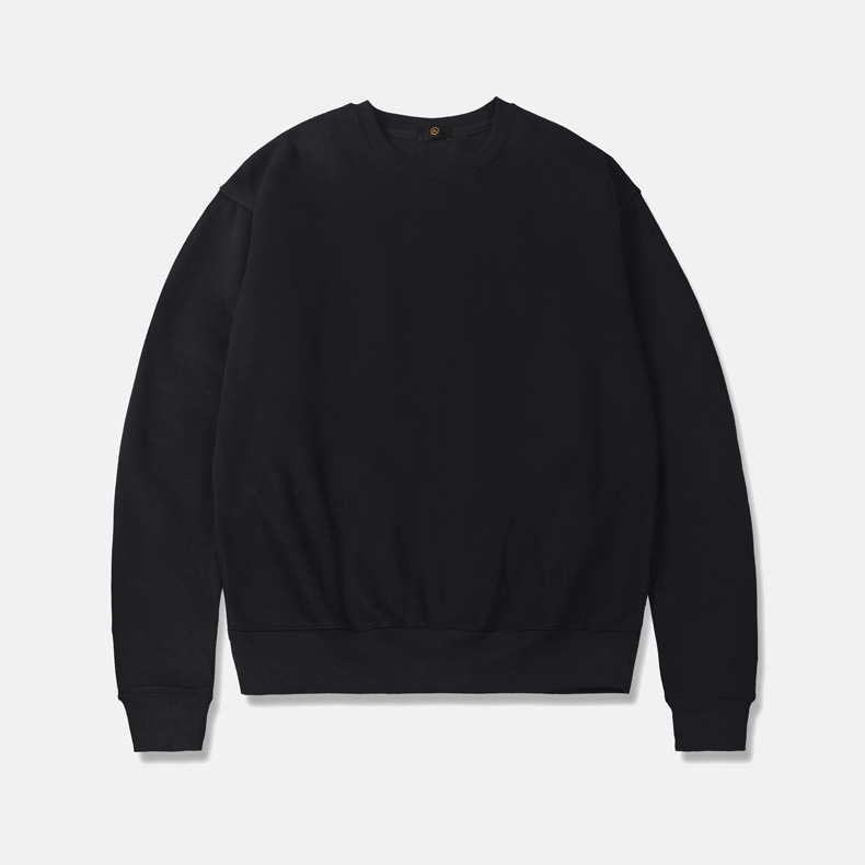 Sweat-shirt à col rond pour homme de marque décontractée et ample en velours 345 g plus couleur unie_voghion.com