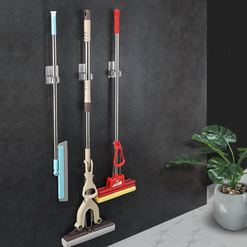 Dimension 304 stainless steel broom holder, nail-free broom and umbrella storage hook, balcony broom clip