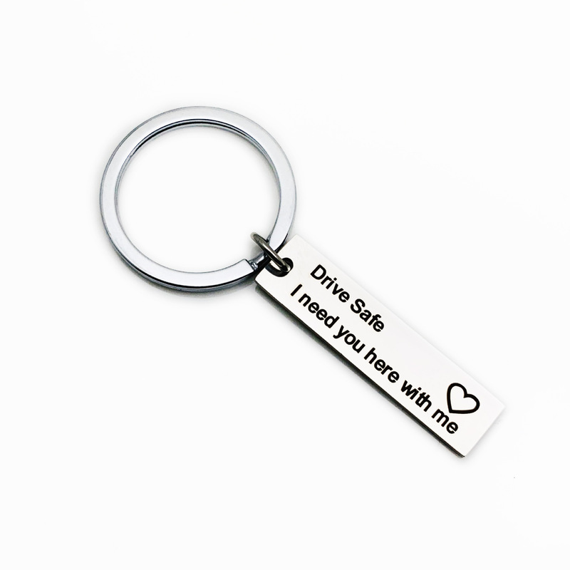 DIY Stainless Steel Keychain Drive Safe Handsome I Love You Drive Well