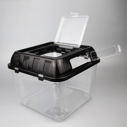 Turtle tank goldfish tank pet box square plastic household turtle box with cover thickened portable transparent hamster box