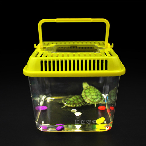 Turtle tank goldfish tank pet box square plastic household turtle box with cover thickened portable transparent hamster box