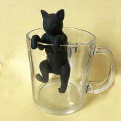 創意硅膠小貓泡茶器cat茶漏purrtea濾茶器茶葉分隔茶渣器彩盒包裝