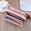 Wallet, long shoulder bag, chain with zipper, capacious small clutch bag