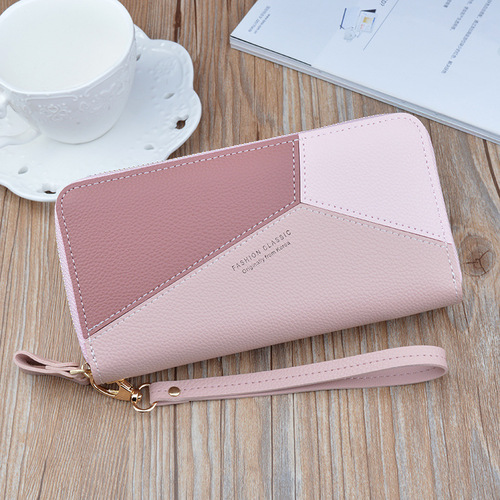 New Wallet Women's Long Double Zipper Clutch Fashion Stitching Contrast Color Large Capacity Double Layer Wallet Mobile Phone Bag