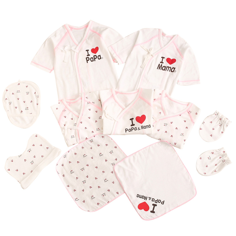 Newborn jumpsuit long sleeve 10-piece papamama baby clothing bag gift bag a generation of hair