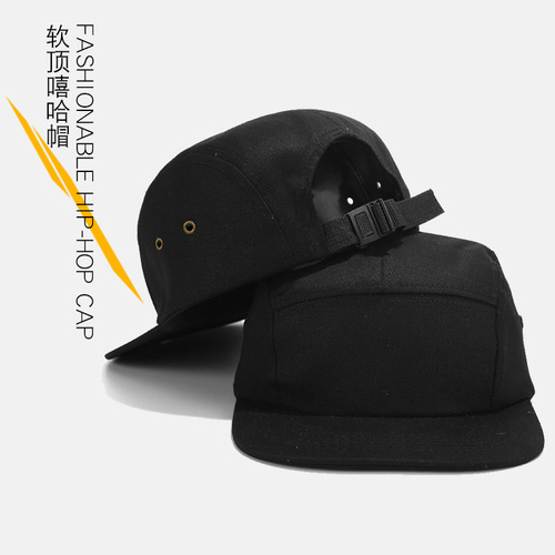 Solid color ins short brim hat men's cotton soft top baseball cap flat brim five-piece hat hip-hop street dance hat men's melon skin hat