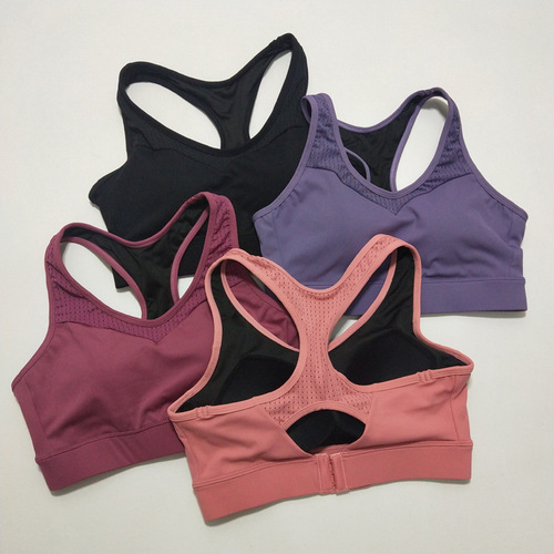 Large size one-piece fixed breast pad sports bra women's large wrap shaped running yoga fitness bra thin cup
