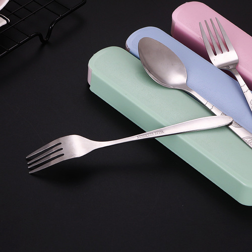 Stainless steel portable cutlery outdoor travel student gift set of 3-4 pieces stainless steel tableware
