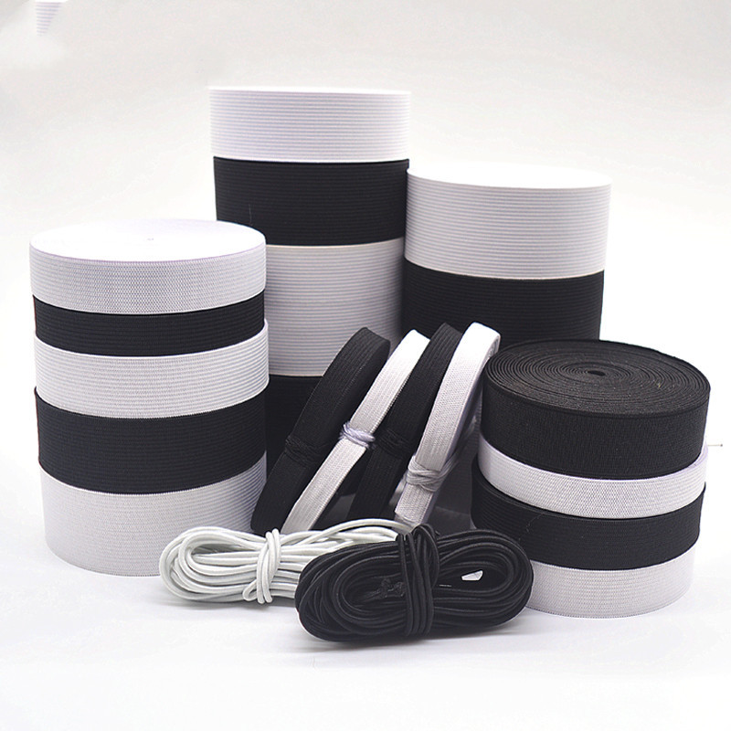 厂家现货批发针织松紧带宽黑白裤头裙弹力服装橡筋橡根钩编松紧带