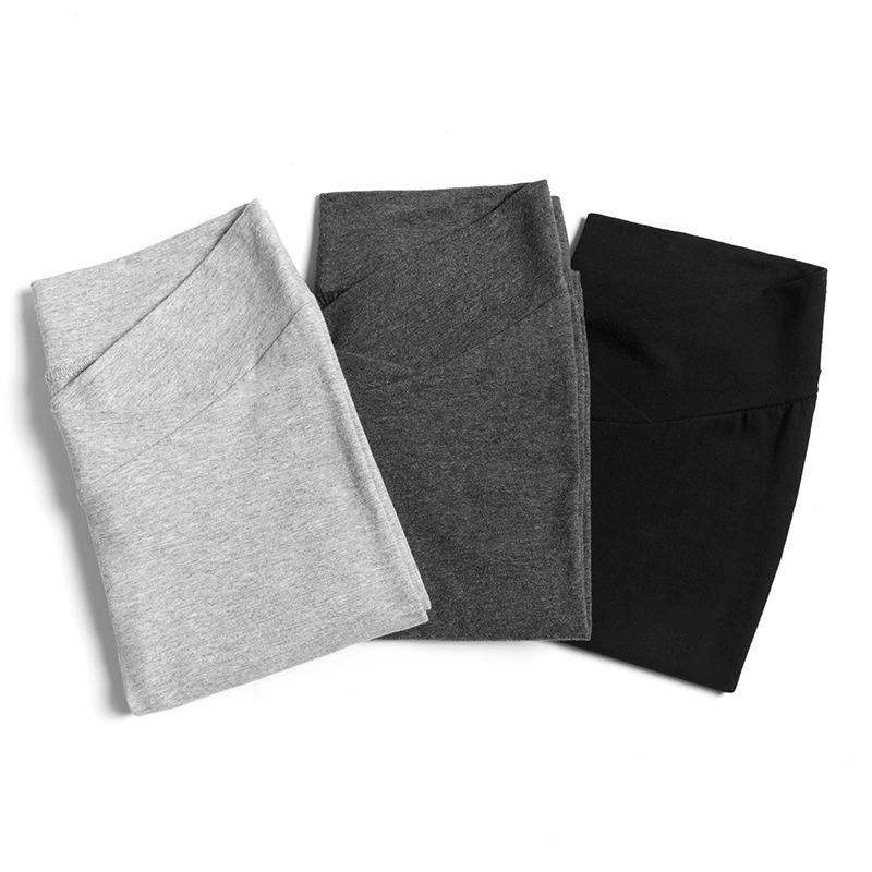 Maternity thermal leggings, high V‑waist support, stretchy pregnant trousers, sizes M–XXL (black/gray)