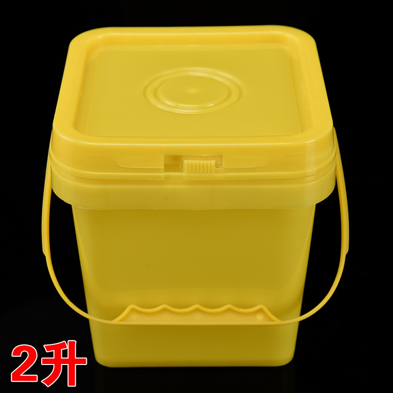 2升方形桶黄色现货塑料桶方形2公斤小桶密封方桶猫粮狗粮包装桶