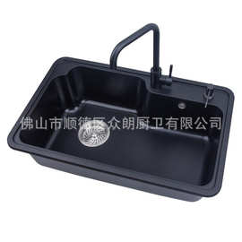 直供石英石水槽台下盆厨房花岗岩单槽港湾式大洗菜盆双盆SYS7848