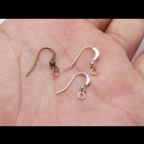 Cheap earring hook accessories DIY jewelry accessories large ear hook with bead ear hook curved ear hook gold silver