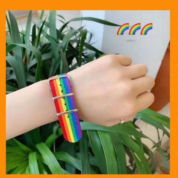 Arco Iris correa de nylon ins Harajuku Arco Iris pulsera pareja de nylon Arco Iris pulsera WeChat TikTok caliente