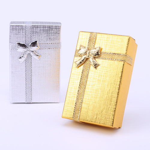 Gold and Silver Glitter Paper 5*8 Ring Earrings Necklace Jewelry Heaven and Earth Paper Box Manufacturer Wholesale Jewelry Packaging